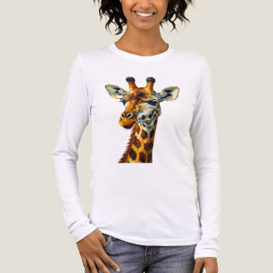 Bunte Giraffen-Porträt-Ölgemälde-Kunst Tri-Blend Shirt