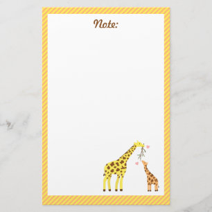 Bunte Giraffenmutter und Babykalb für Kinder Briefpapier