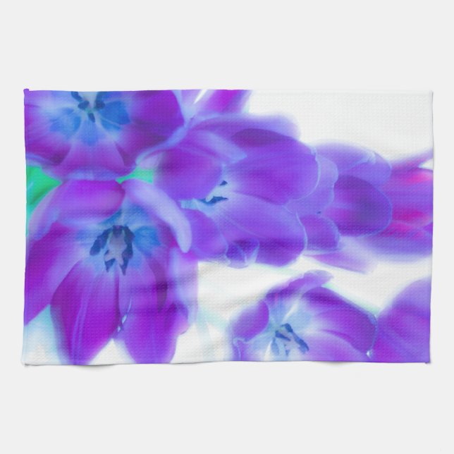 Bunte, girly, romantische, lila Tulpen Geschirrtuch (Horizontal)