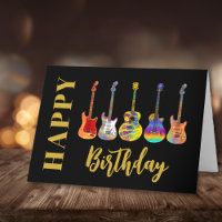 Bunte Gitarren zum Geburtstag glücklich