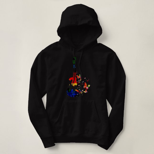 bunte Gitarrenkunst Hoodie (Design vorne)