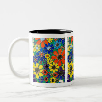 Bunte Glasblumen-Tasse Zweifarbige Tasse