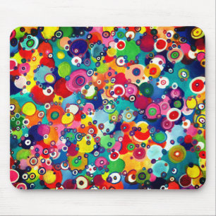 Bunte glückliche kleine Kreise Originalkunstwerk Mousepad