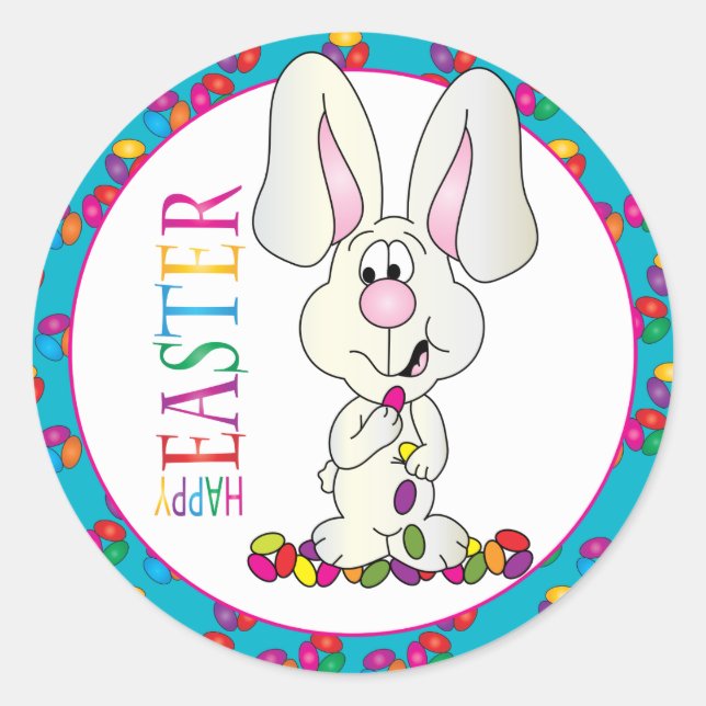 Bunte glückliche Osterbohnen Runder Aufkleber (Vorderseite)
