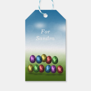Bunte glückliche Ostereier Geschenkanhänger