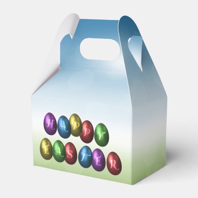 Bunte glückliche Ostereier Geschenkschachtel (Vorderseite)