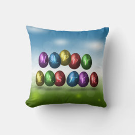 Bunte glückliche Ostereier Kissen