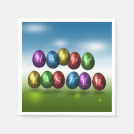Bunte glückliche Ostereier Serviette