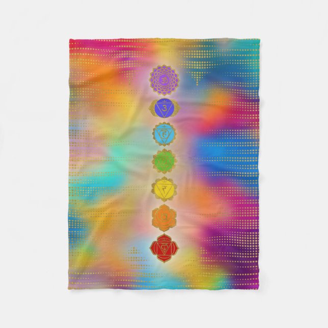 Bunte goldene Chakras Zusammensetzung Fleecedecke (Vorderseite)