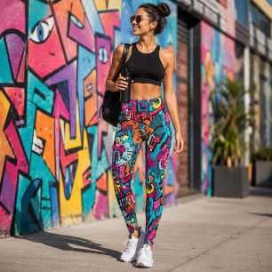 Bunte Graffiti-Pop-Art-Retro-Street-Abstrakt Leggings