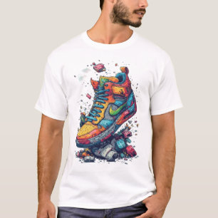 Bunte Graffiti-Sneaker-Kunst Grafik - Urbane Straß T-Shirt
