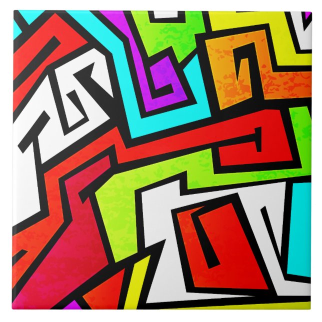 Bunte Graffitiillustration Fliese (Vorderseite)