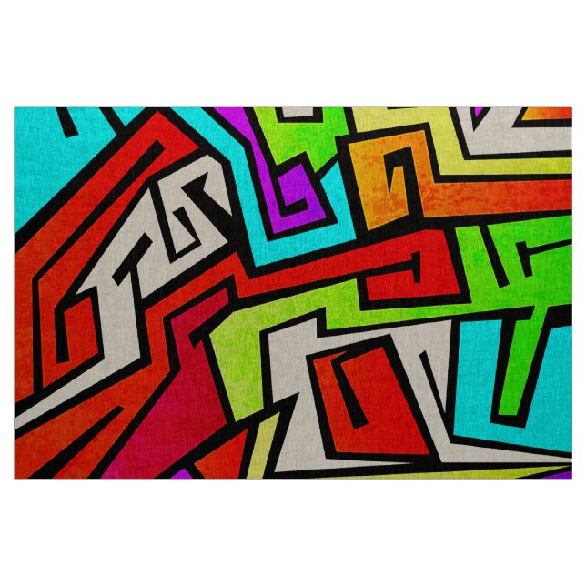Bunte Graffitiillustration Stoff (Yard (91,4 cm))