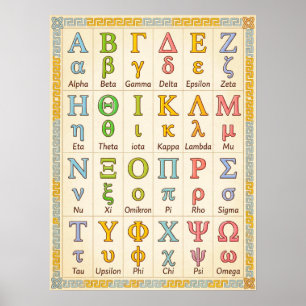 (Bunte griechische Symbole in der richtigen Reihen Poster