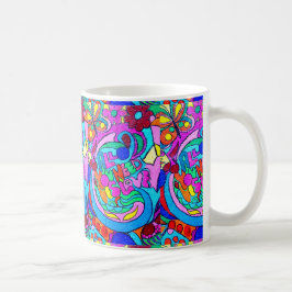 bunte groovy Hippieart-Liebe-Tasse Kaffeetasse