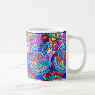 bunte groovy Hippieart-Liebe-Tasse Kaffeetasse