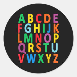 Bunte Großbuchstaben Alphabet Lernen Abc Junge  Runder Aufkleber