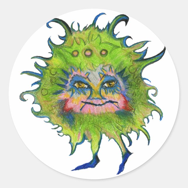 Bunte grüne Mikrobe Runder Aufkleber (Vorderseite)