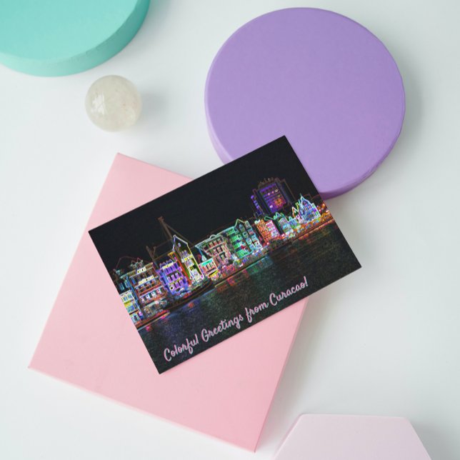 Bunte Grüße aus Curacao! Neon Nights Postkarte (Von Creator hochgeladen)