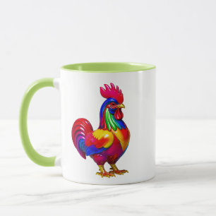 Bunte Hahn-Volksillustration Tasse