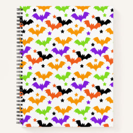 Bunte Halloween-Fledermäuse Notizbuch