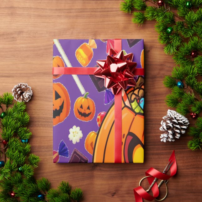 Bunte Halloween-Kürbis Geschenkpapier (Feiertagsgeschenk)