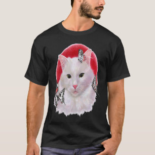 Bunte handgemalte Katzenporträt mit Hintern T-Shirt