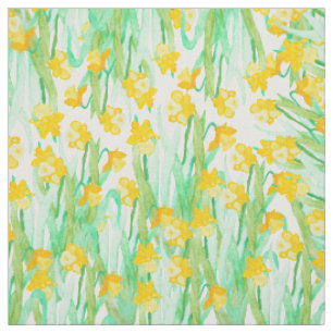 Bunte handgemalte Watercolornarzissen-Blumen Stoff