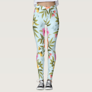 Bunte handgezeichnete Blumen Leggings