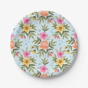 Bunte handgezeichnete Blumen Pappteller