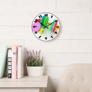 Bunte Hantel-Uhr Große Wanduhr