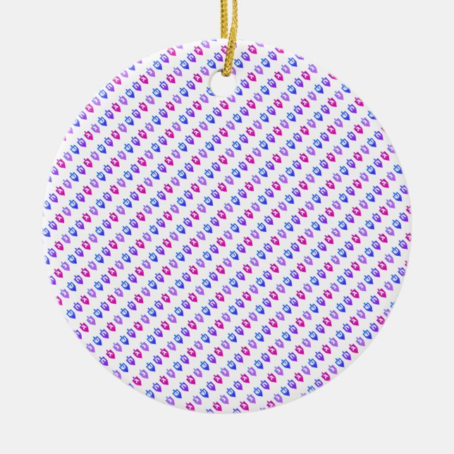 Bunte Hanukkah Dreidels Keramik Ornament (Vorne)