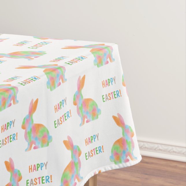 Bunte Hasen Muster Mit Fröhlichem Ostertxt Tischdecke (Beispiel)