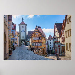 Bunte Häuser in Rothenburg, Deutschland Poster