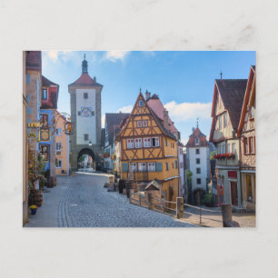 Bunte Häuser in Rothenburg, Deutschland Postkarte