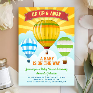 Bunte Heißluft-Ballon-Babyparty-Einladung Einladung