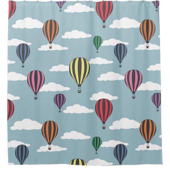 Bunte Heißluftballons Duschvorhang (Vorderseite)