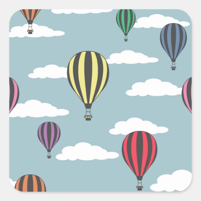 Bunte Heißluftballons Quadratischer Aufkleber (Vorderseite)