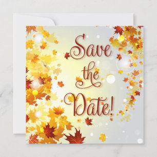 Bunte Herbst-Save-the-Date-Karten im Quadrat mit B Einladung