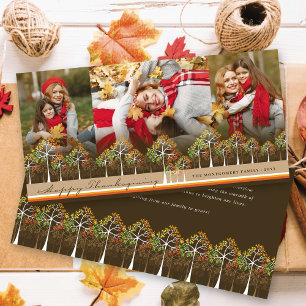 Bunte Herbstbäume glücklich Erntedankend 3 Foto Feiertagskarte