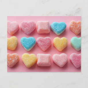 Bunte Herzen aus Zucker Valentinstag Postkarte