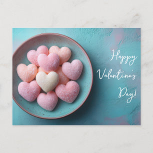 Bunte Herzen aus Zucker Valentinstag Postkarte