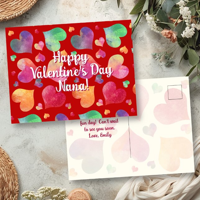 Bunte Herzen Happy Valentines Day Postkarte (Von Creator hochgeladen)