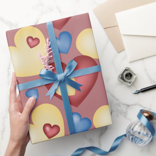 Bunte Herzen. Nahtloses Muster. Geschenkpapier (Schenken)