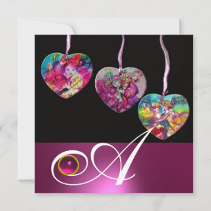 BUNTE HERZEN PARTYDEKORATIONEN EDELSTEIN MONOGRAMM EINLADUNG