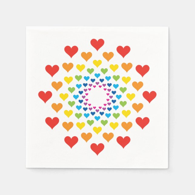 Bunte Herzen Serviette (Vorderseite)