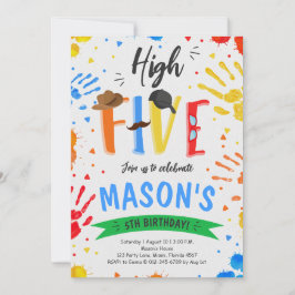 Bunte High Five zum Geburtstag Einladung
