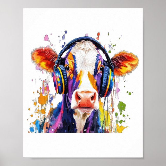 Bunte Highland-Kuh Poster (Vorne)