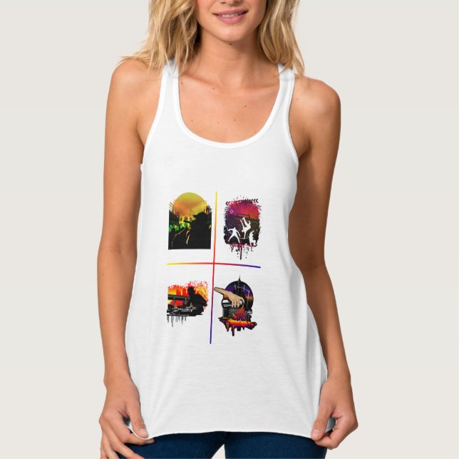 Bunte Hip Hop Elemente Tank MC DJ Breakdance Top (Vorderseite)