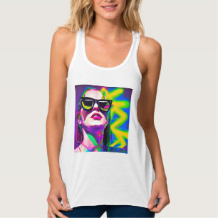 Bunte Hipster-Lady mit Sonnenbrille Moderne Kunst Tank Top